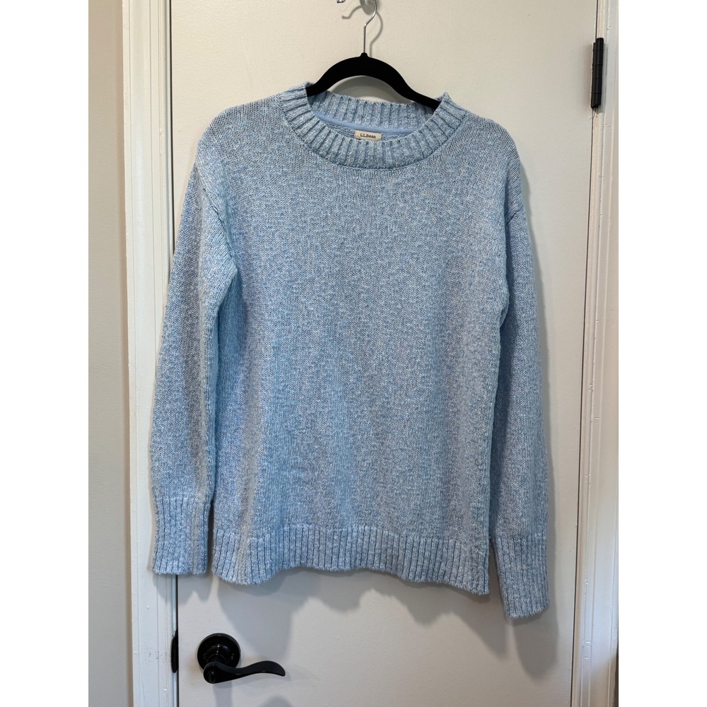 LL Bean Cotton Ragg Sweater, Crewneck Womens Medium Tall Blue